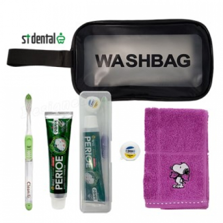 휴대용세면백 4호 M파스텔클린칫솔 페리오100g치약 치실 송월핸드타올 여행용세트(쇼핑백포함) #2