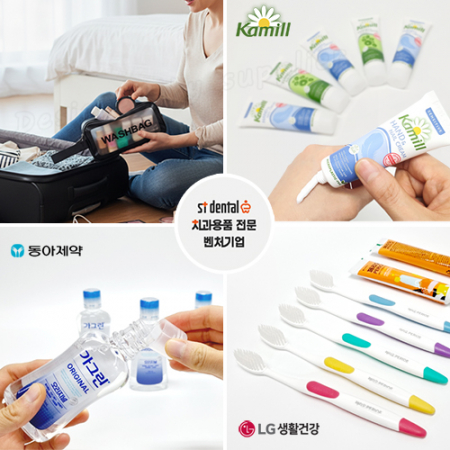 휴대용세면백 2호 M케이스 LG칫솔치약 카밀핸드크림 가그린100ml 여행용세트(쇼핑백포함) #5