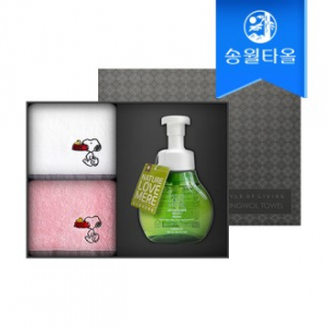 송월타월 타올 핸드위시 기프트세트(스누피 블럭블랙2+네이처러브메레1)