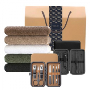 기라로쉬 프리미엄 수건 1P + 가죽케이스 손톱깎이 고급띠지 손잡이 기프트박스 선물세트