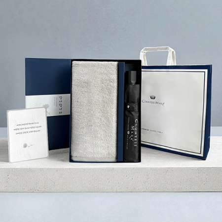 송월 조문답례품 타올우산세트(뉴컬러무지150g1+3단폰지우산1)(띠지+감사장)+쇼핑백 #3