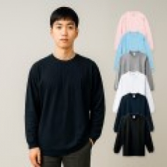 남자 여자 단체 라운드 코튼 14수 긴팔 티셔츠