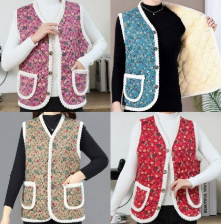 촌캉스 꽃무늬 조끼 따뜻한 극강 융털 겨울 #3