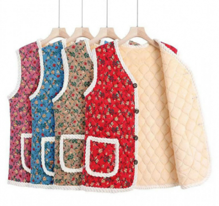 촌캉스 꽃무늬 조끼 따뜻한 극강 융털 겨울 #2