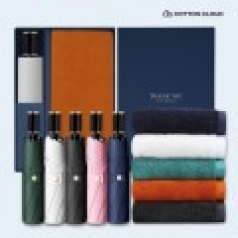 코튼클라우드 호텔수건 뱀부얀 200g 1P + UV차단 수동 심플온 암막 3단 양우산 세트