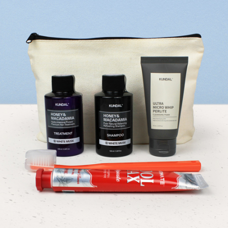 쿤달 샴푸+트리트먼트+폼클렌징 + 크리오 쿨맥스 치약+미세모 칫솔 + 지퍼파우치