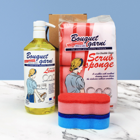부케가르니 주방세제 대용량 750ml + 부케가르니 프리미엄 수세미 2개 + 끈케이스