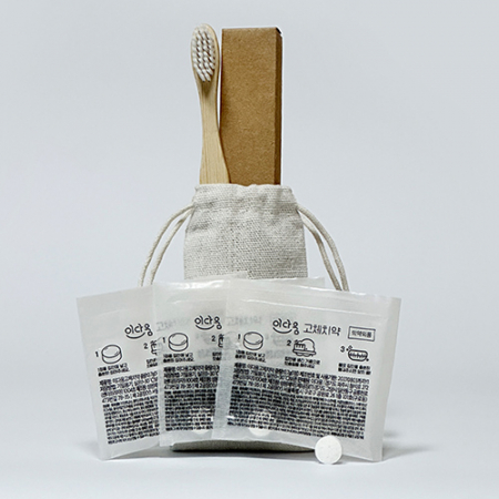 대나무칫솔(1p)과 고체치약 3정 파우치 세트 #4