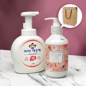 대용량 아이깨끗해 500ml+부케가르니 펌프형 핸드로션 280ml