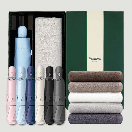 라이트핏 초경량 3단자동 암막양우산+송월타올뉴컬러무지150g 우산타올 선물세트 #3
