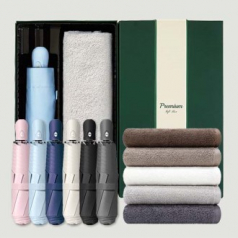 라이트핏 초경량 3단자동 암막양우산+송월타올뉴컬러무지150g 우산타올 선물세트