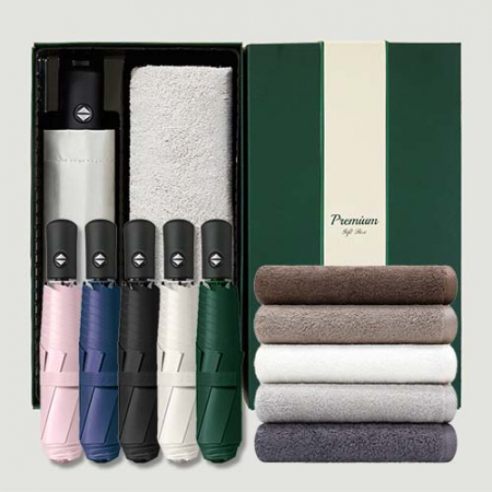 라이트핏 블랙그립 원터치 3단자동 암막양우산+송월타올뉴라이트무지150g 우산타올 선물세트 #3