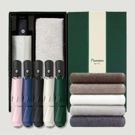 라이트핏 블랙그립 원터치 3단자동 암막양우산+송월타올뉴라이트무지150g 우산타올 선물세트 #2