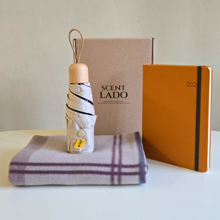 센트라도 패턴 담요+캡슐우드 5단 우양산+데이지 다이어리 세트 #6