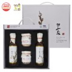 꼬숨식품 저온압착 참기름 4종세트 (참기름2 들기름+핑크솔트2)