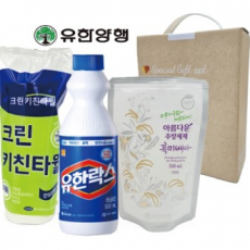 크린키친타올+유한락스500ml+주방세제흑미배아