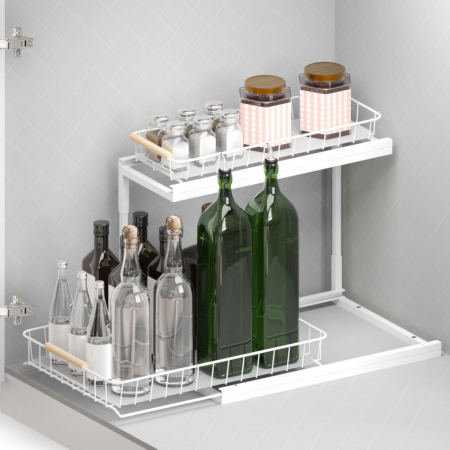 올지 와이드 슬라이딩 주방선반 레일 양념통 싱크대 하부장 정리 선반 철제 #2