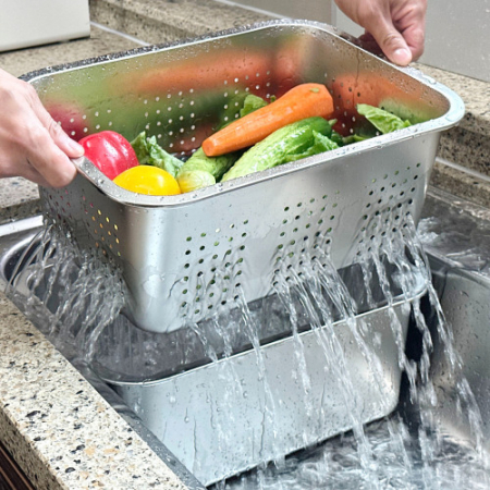 올지 물빠짐 설거지통 2단세트 7L 중형 스텐 사각 설겆이 통 불림 싱크대 스테인레스 304 주방 키친 #4