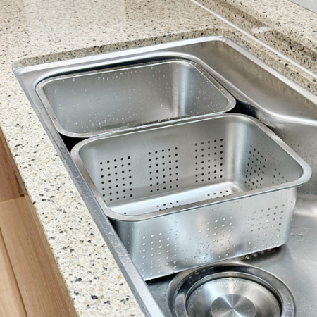 올지 물빠짐 설거지통 2단세트 7L 중형 스텐 사각 설겆이 통 불림 싱크대 스테인레스 304 주방 키친 #5