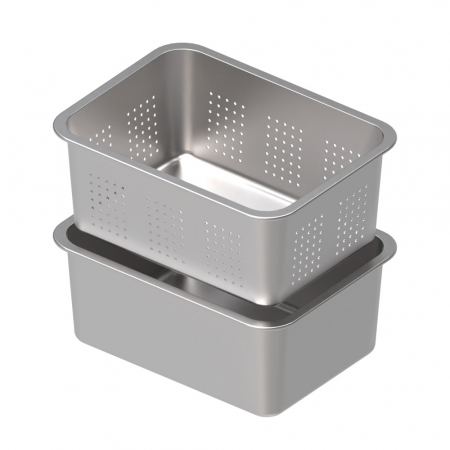 올지 물빠짐 설거지통 2단세트 7L 중형 스텐 사각 설겆이 통 불림 싱크대 스테인레스 304 주방 키친 #3