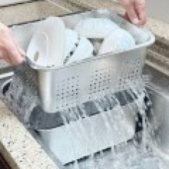 올지 물빠짐 설거지통 2단세트 7L 중형 스텐 사각 설겆이 통 불림 싱크대 스테인레스 304 주방 키친