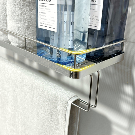 올지 무타공 와이드 수건선반 수건 걸이포함 스텐 SUS 304 욕실 거치 화장실 젠다이 #10