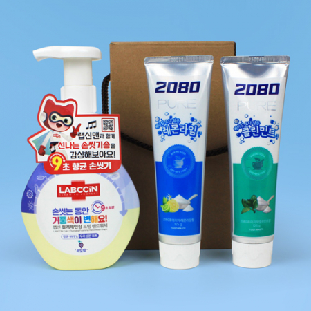 랩신 컬러체인징 핸드워시 + 2080 퓨어치약 2종 + 끈케이스 #2