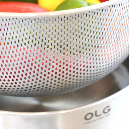 올지 스텐 304 채반 믹싱볼 2단세트 다용도 세척 볼 깊은 주방 보울 #5