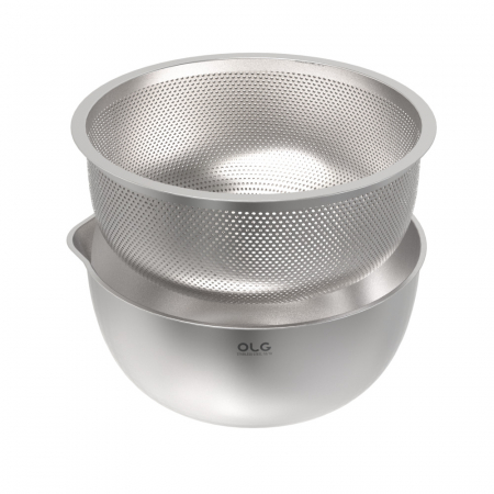 올지 스텐 304 채반 믹싱볼 2단세트 다용도 세척 볼 깊은 주방 보울 #3