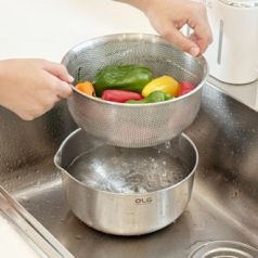 올지 스텐 304 채반 믹싱볼 2단세트 다용도 세척 볼 깊은 주방 보울