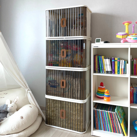 올지 슬라이딩 리빙박스 2개 세트 66리터 투명 플라스틱 옷 장난감 수납함 펜트리 정리함 대형 #8