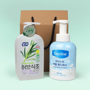 참그린 친환경 프리미엄 주방세제 허브식초 470g + 바세린 모이스춰 버블 핸드워시 500ml