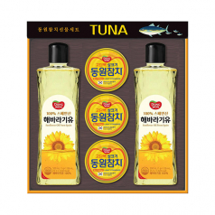명절선물세트 동원참치 종합 AD1호, 동원참치 살코기 85G 3개 해바라기유 500ML 2개 손잡이 케이스, 박스단위 무료배송