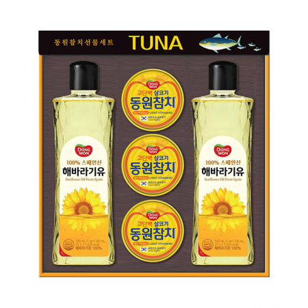명절선물세트 동원참치 종합 AD1호, 동원참치 살코기 85G 3개 해바라기유 500ML 2개 손잡이 케이스, 박스단위 무료배송 #2