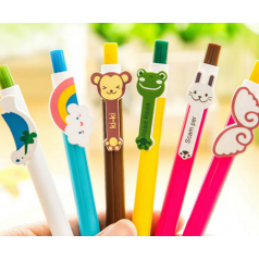귀여운 캐릭터 볼펜 (청색심) 무지개 나비 개구리 토끼 새 원숭이