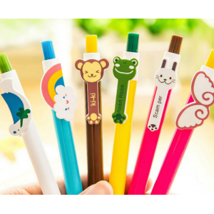 귀여운 캐릭터 볼펜 (청색심) 무지개 나비 개구리 토끼 새 원숭이