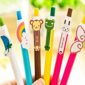 귀여운 캐릭터 볼펜 (청색심) 무지개 나비 개구리 토끼 새 원숭이