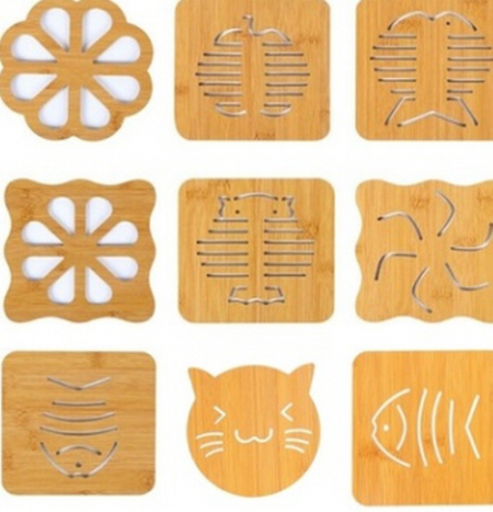 원목 냄비받침, 물고기 냄비받침 고양이 #2