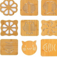 원목 냄비받침, 물고기 냄비받침 고양이