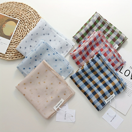 TH132 체크 및 도트 패턴 스퀘어 스카프 #2