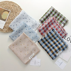 TH132 체크 및 도트 패턴 스퀘어 스카프