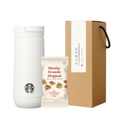 스타벅스 SS 나수 하우스 텀블러 355ml 산과들에 원데이 그래놀라 1P 한지 감사라벨 기프트박스 선물세트