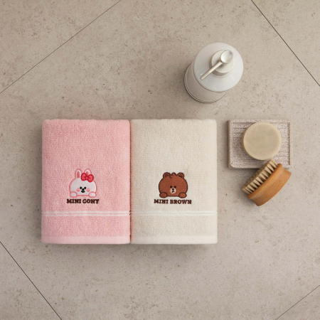 캐릭터수건 기념수건 라인 세면 브라운앤프렌즈 130g 수건 고급 타올 호텔수건 L06 #2