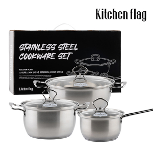 키친플래그 스테인레스 304 냄비 3종 세트