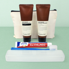 여행용세트 나드 샴푸 튜브형+트리트먼트+크리오 치약+미세모칫솔+휴대용케이스