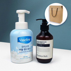 바세린 모이스춰 버블 핸드워시 500ml + 나드 핸드크림 펌핑형 280ml + 끈케이스