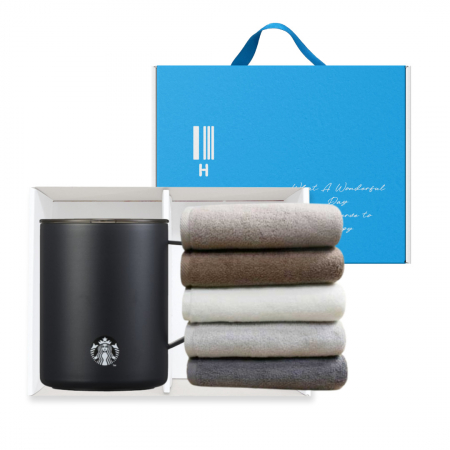 스타벅스 블랙 매트 데비텀블러 473ml 송월타올 1P 기프트박스 세트 #2