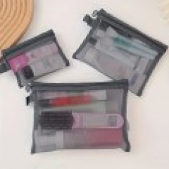 377 가벼운 메시 화장품 파우치 3pcs