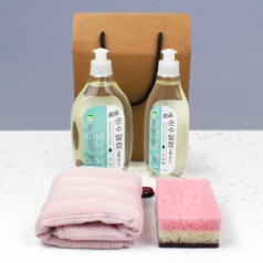참그린 식물설거지 주방세제 480ml + 290ml + 골지 고리 주방타올 + 떡수세미