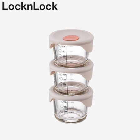 락앤락 508S3 리틀럽 계량눈금 스팀홀 이유식 원형용기 230ml 3개세트 #2